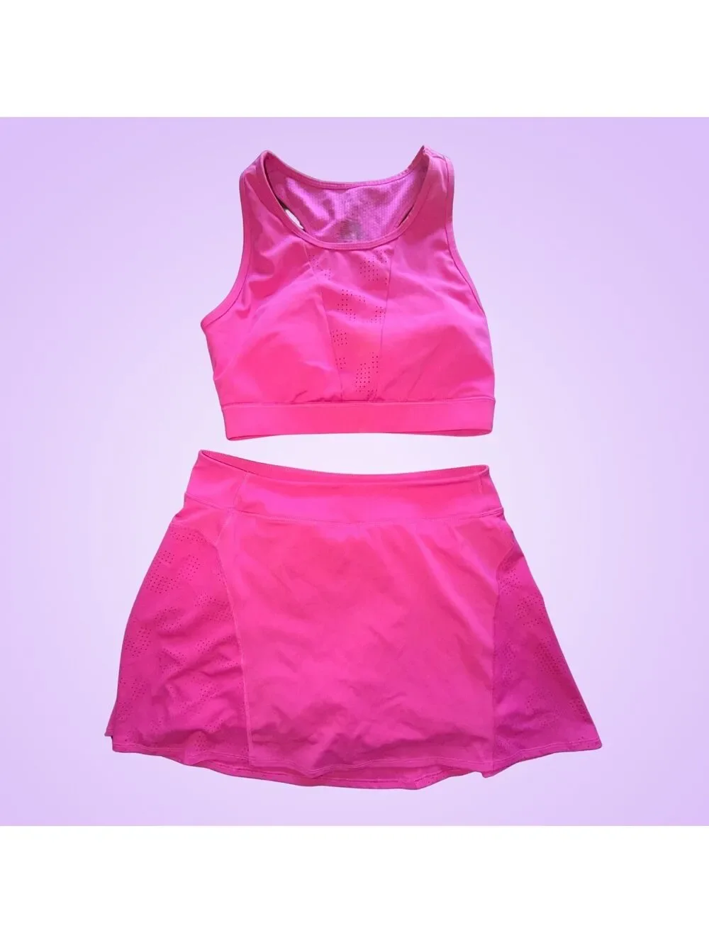 Sincerely Jules Active Womens Large Hot Pink Perforated Sports Bra & Skort Set